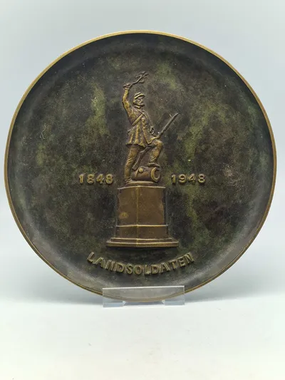 Original plakette med den tapre landsoldat 1848-1948
