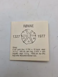 Sølv jubilæums mønt Rønne 1327-1977 - sølv