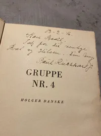 Ekstrem sjældent hæfte omhandlende Holger danske gruppe 4 med personlig dedikation af skuespiller Poul Reichardt som også var modstandsmand under 2.verdenskrig