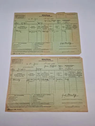 2 originale tyske Abmeldung - ww2
