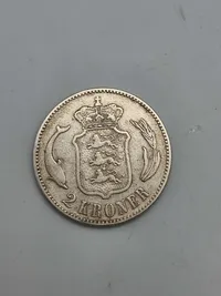 Original dansk 1 krone og 2 krone af sølv
