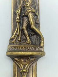 Original VICTORIAN 'SANCTUARY' COMMEMORATIVE BRASS PAPER KNIFE