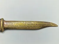 Original VICTORIAN 'SANCTUARY' COMMEMORATIVE BRASS PAPER KNIFE