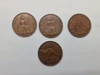 Samling mønter, Irland, England og Australien alle fra før 1945