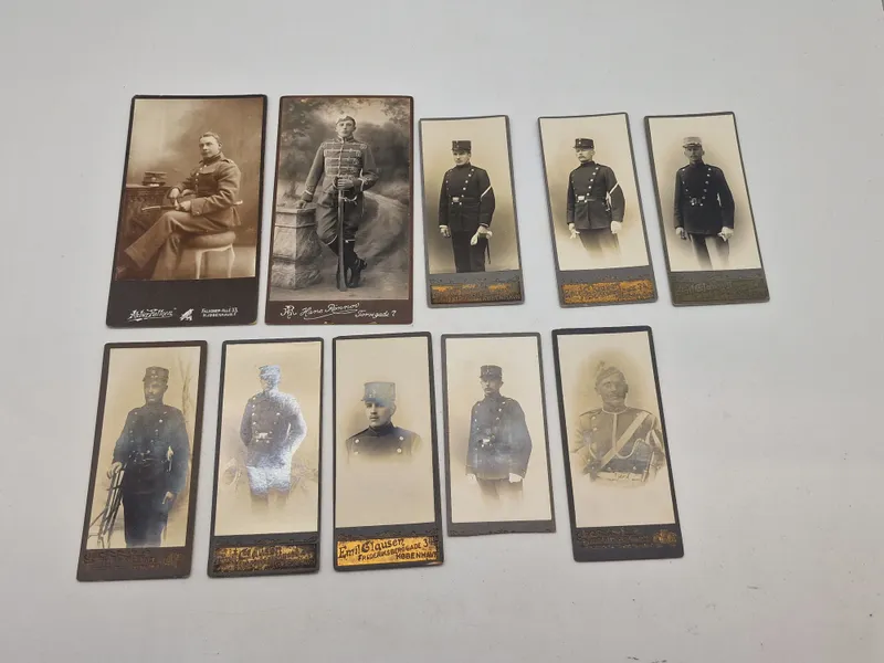 Samling originale danske militære visitkort fotos