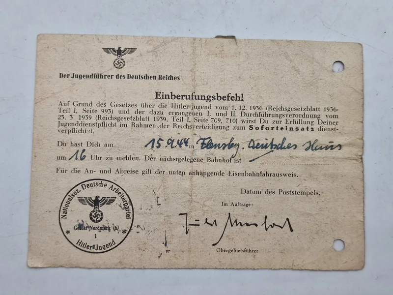 Original HitlerJugend befaling - ww2
