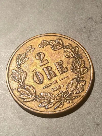 Original svensk 2 øre 1867 - højt møntskær