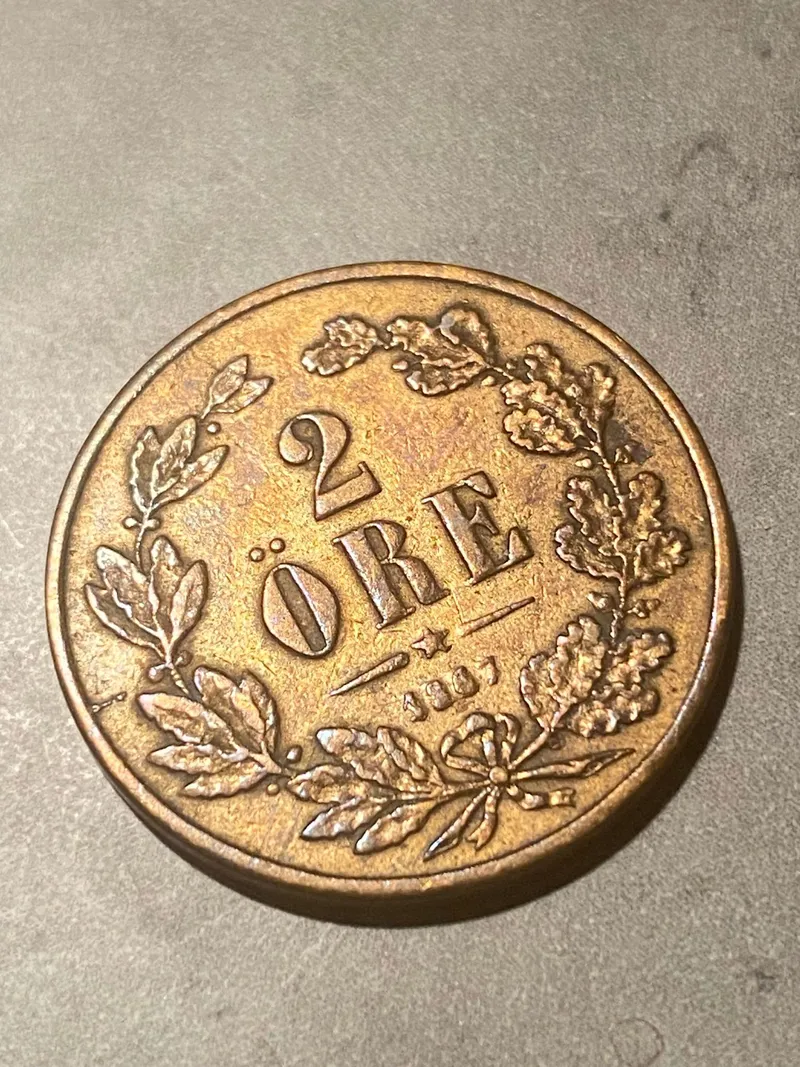 Original svensk 2 øre 1867 - højt møntskær