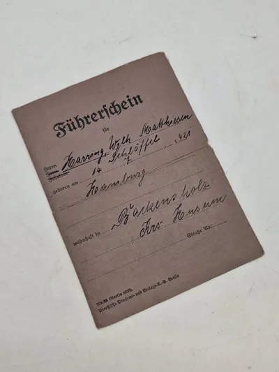 Originalt tysk kørekort - godt stemplet med ørn og HK