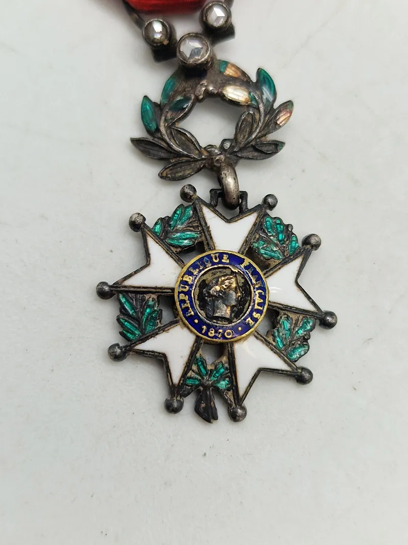 France National Order of the National Legion of Honor Miniature Badge with Diamonds 1870, originale diamanter