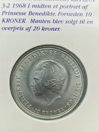 Jubilæumsmønt af sølv - prinsesse Benedikte & prins Richards bryllup