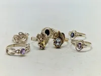 Samling diverse fingerringe, alle af Sterlingsølv