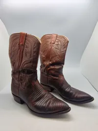 Cowboy læder støvler med taske størelse 43/44 fra 60 erne bla. bæltedyr skind