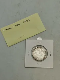 Original 2 Reichmark af sølv - 1938