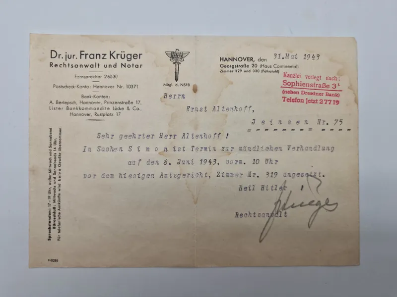 Originalt tysk brev fra 1943