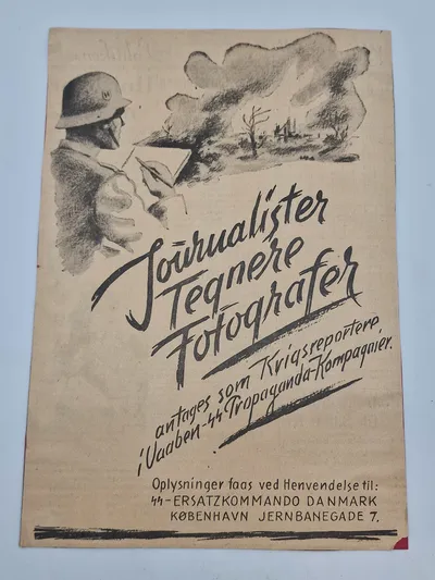 Original dansk Waffen-SS hverve annonce - opsat på pap - ikke set så ofte