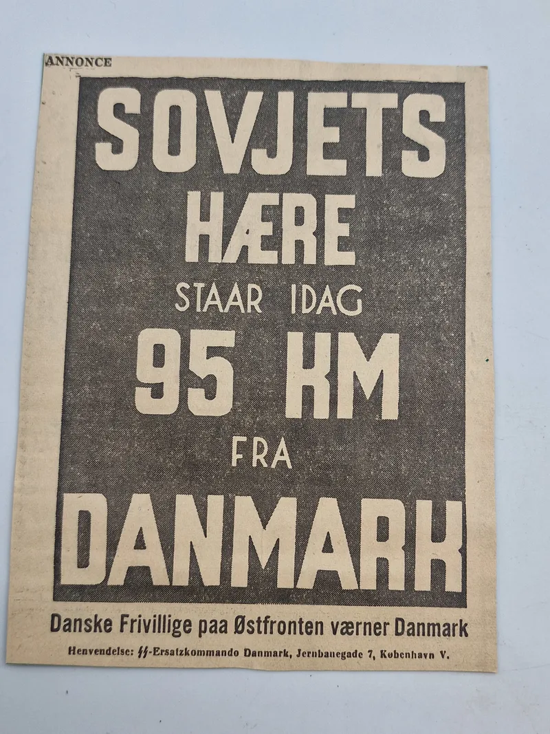 Original dansk Waffen-SS hverve annonce - opsat på pap