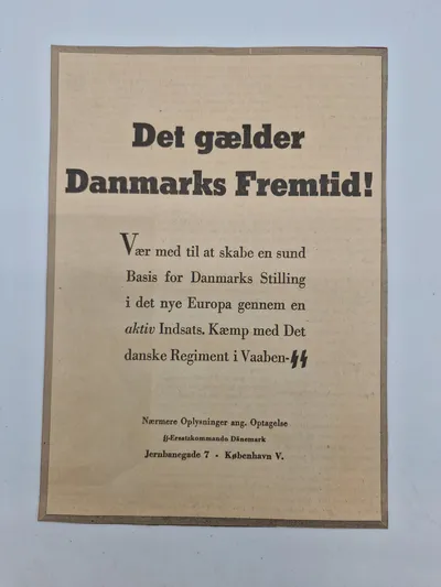 Original dansk Waffen-SS hverve annonce - opsat på pap
