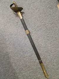 Original dansk Artilleri  officerssabel model 1843 - sabel stemplet Frederiksværk - med lædderskede
