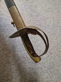 Original dansk Artilleri  officerssabel model 1843 - sabel stemplet Frederiksværk - med lædderskede