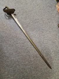 Original dansk Artilleri  officerssabel model 1843 - sabel stemplet Frederiksværk - med lædderskede