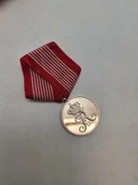 Original HJV fortjenstmedalje af sterlingsølv med æske