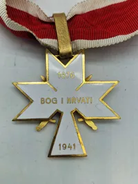 Original GERMAN CROAT WWII CROATIAN KNIGHTS CROSS WITH SWORDS OF THE ORDER OF KING ZVONIMIR 1ST CLASS.