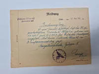 Original tysk “Meldung” fra 1942