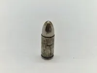 Original 9 mm værkstedspatron/eksercerpatron, brugt af politiet
