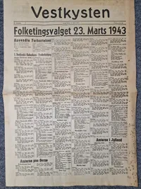 Sjælden Original avis over valgte i 1943 DNSAP  mm, sjælden