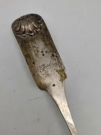 Stor sølvske - 1800 tallet - vægt 53 gr - sølvværdi ca 249,-
