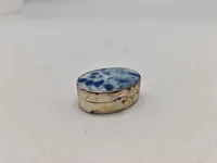 Pilleæske med porcelæns indlæg - sterlingsølv