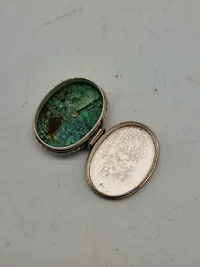 Pilleæske med porcelæns indlæg - sterlingsølv