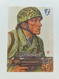 Originalt tysk ww2 postkort med faldskærmsjæger