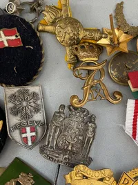 Lot diverse pins og medaljer