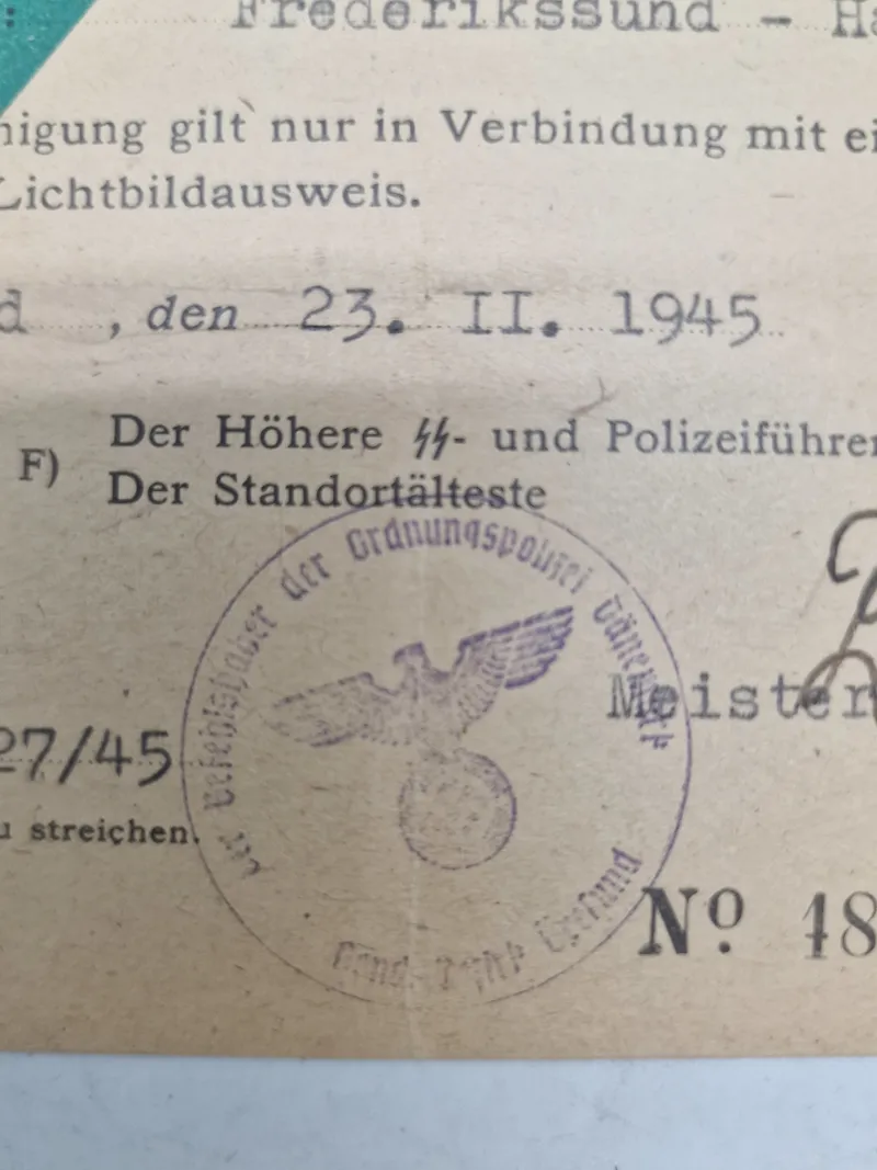 Original Køretilladelse fra København 1945