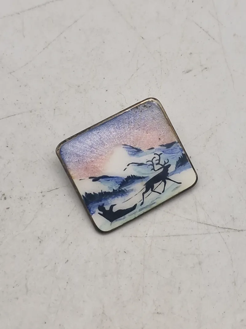Original norsk Hjortdahl broche - sterlingsølv med emalje