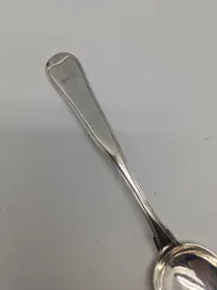 Johan J. H. Rühle 1802-1858 Ribe Original Dansk sølvske tretornet dateret 1844, vægt 46 gram