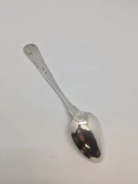 Johan J. H. Rühle 1802-1858 Ribe Original Dansk sølvske tretornet dateret 1844, vægt 46 gram