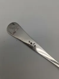 Johan J. H. Rühle 1802-1858 Ribe Original Dansk sølvske tretornet dateret 1844, vægt 46 gram