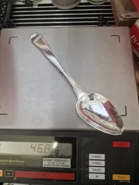 Johan J. H. Rühle 1802-1858 Ribe Original Dansk sølvske tretornet dateret 1844, vægt 46 gram