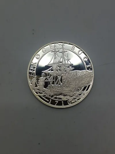 Original mønt - sterlingsølv (20 gram) slaget ved Køge bugt 1710