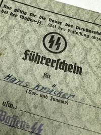 Originalt SS Führerschein - driver's license