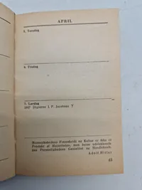 Sjælden original Waffen - SS lommekalender for danske frivillige - år 1945, komplet