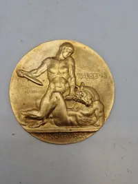 Theseus killing the Minotaur plague bronze