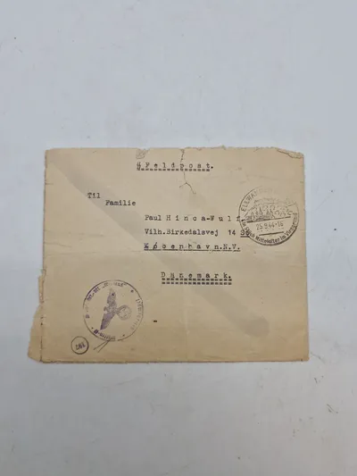 Original SS  feldpost kuvert sendt til Daanmark WW2