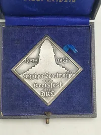 GERMANY LEIPZIG SPORTS FESTIVAL 1937 MEDAL IN BOX 40mm B58 #8 BX16