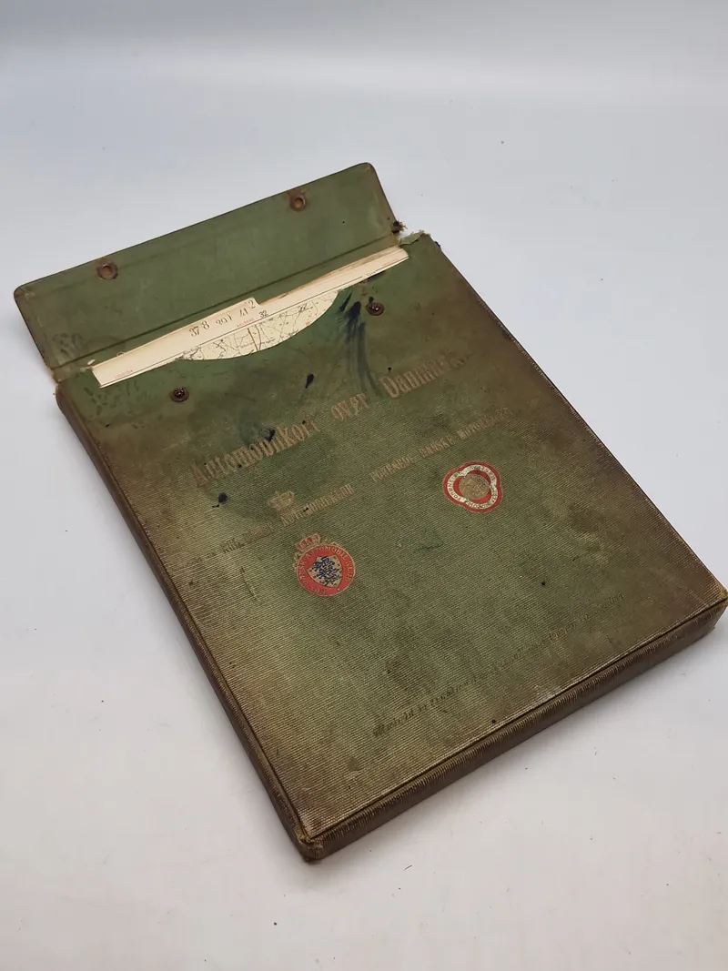 Original FDM automobil mappe med kort over dk ca 1920