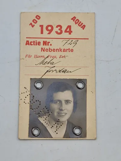 Originalt tysk id fra Berliner Zoo  1934