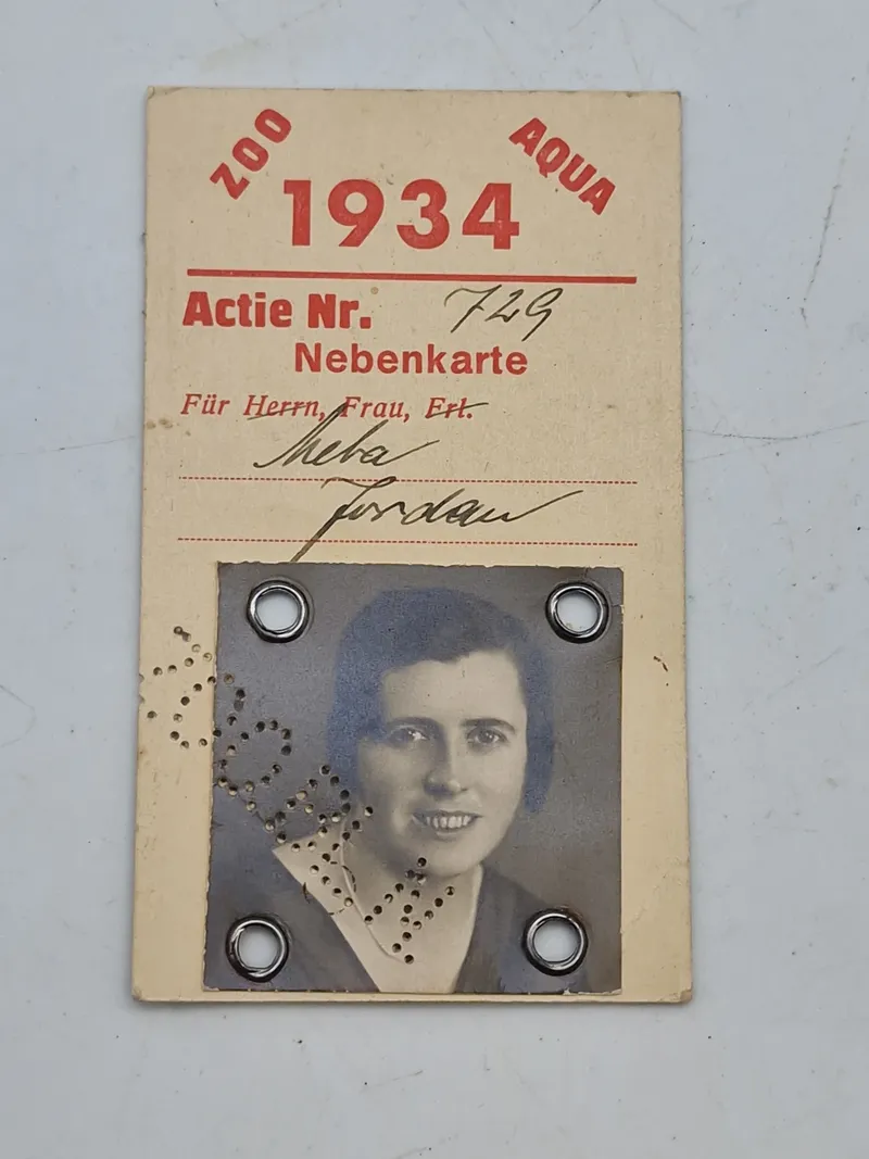 Originalt tysk id fra Berliner Zoo  1934